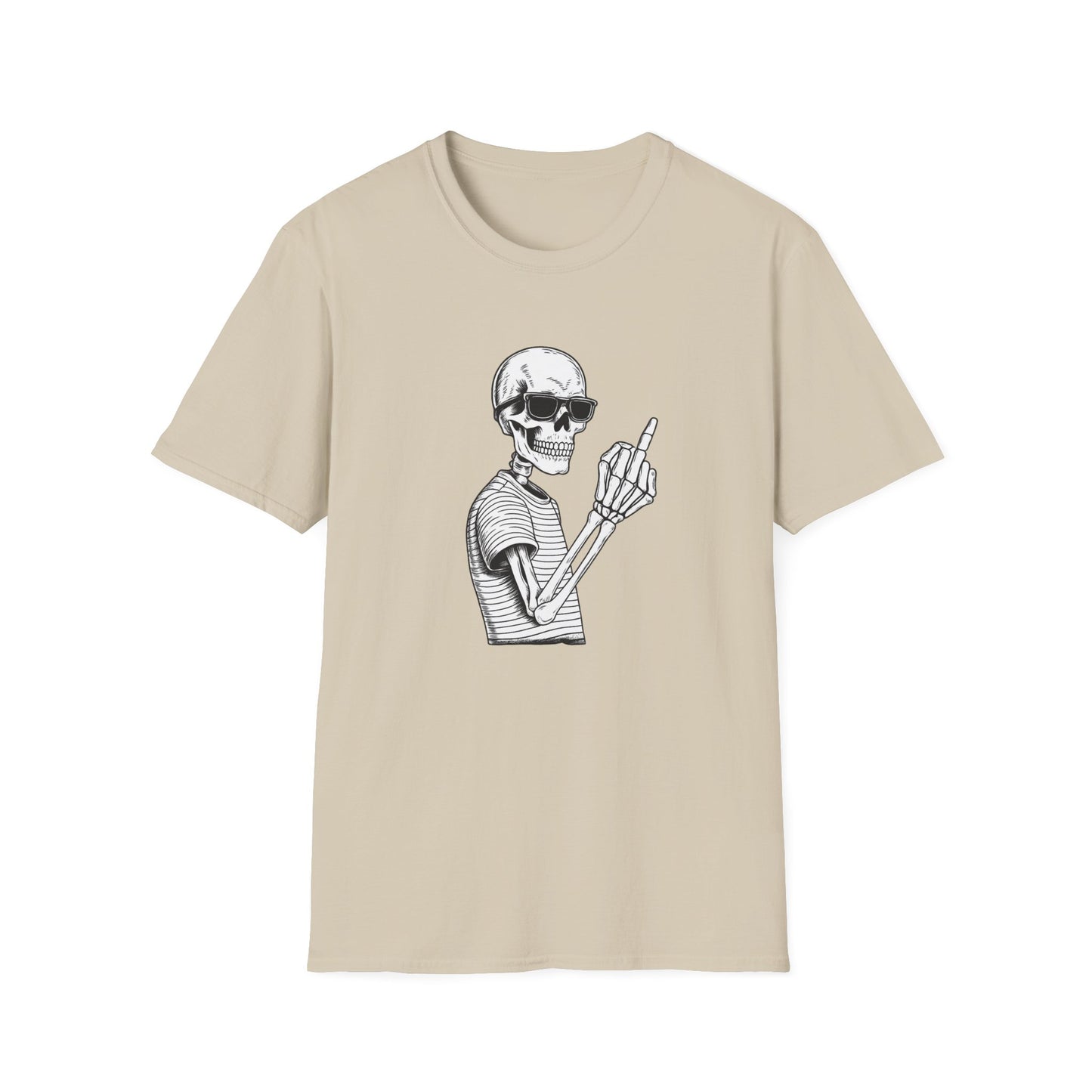Bones skeleton graphic tee in sand colour with clean skull illustration and casual everyday style