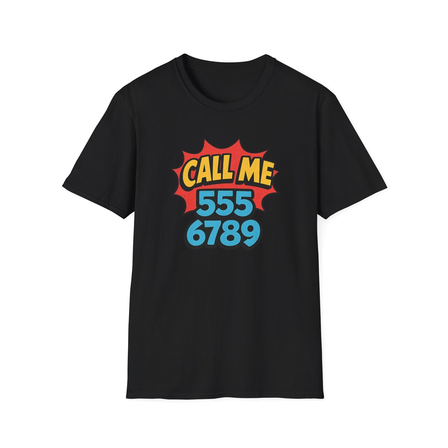 funny call me 5556789 graphic tee black shirt

retro phone number graphic t-shirt pop art design

call me 555 6789 novelty graphic tee

funny conversation starter t-shirt design

retro comic style graphic tee