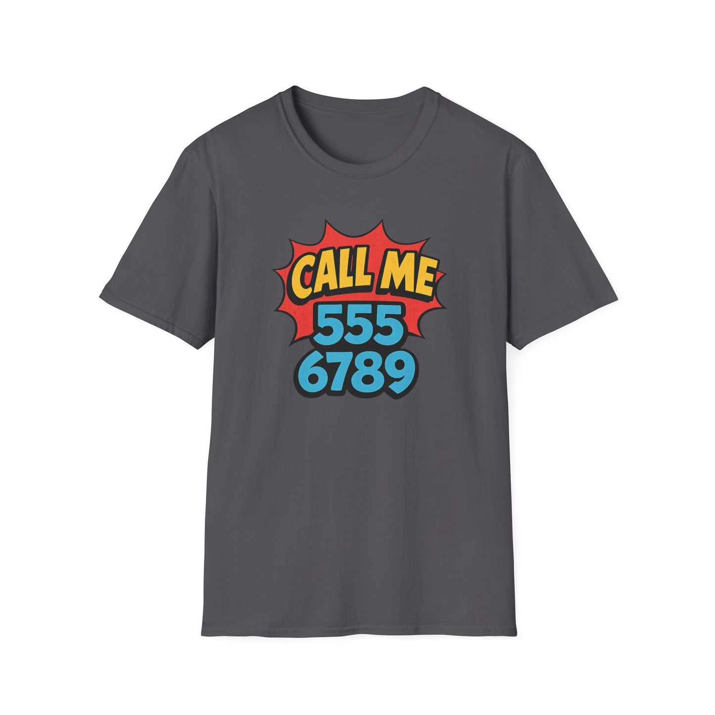 funny call me 5556789 graphic tee charcoal shirt

retro phone number graphic t-shirt pop art design

call me 555 6789 novelty graphic tee

funny conversation starter t-shirt design

retro comic style graphic tee