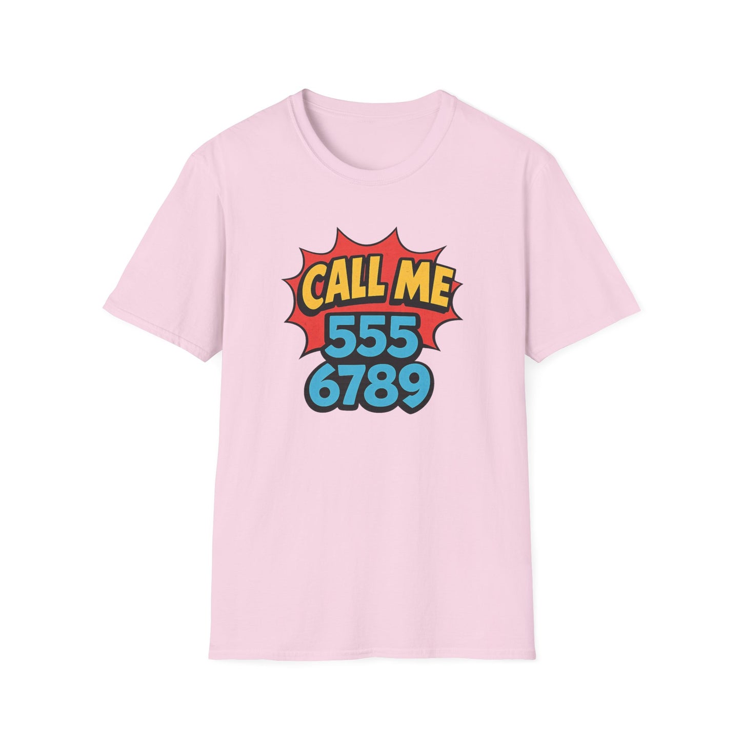 funny call me 5556789 graphic tee light pink shirt

retro phone number graphic t-shirt pop art design

call me 555 6789 novelty graphic tee

funny conversation starter t-shirt design

retro comic style graphic tee