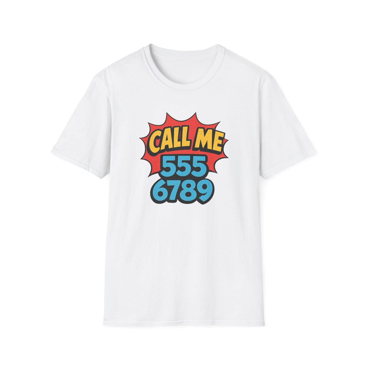 funny call me 5556789 graphic tee white shirt

retro phone number graphic t-shirt pop art design

call me 555 6789 novelty graphic tee

funny conversation starter t-shirt design

retro comic style graphic tee