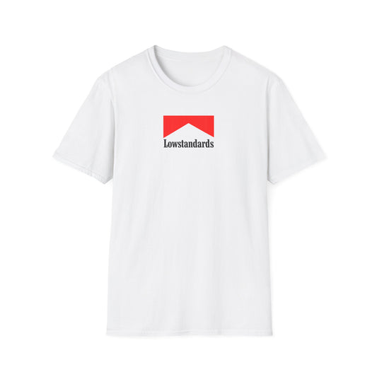 Low standards sarcastic humor graphic tee
Funny warning label parody t-shirt
Low standards ironic statement shirt