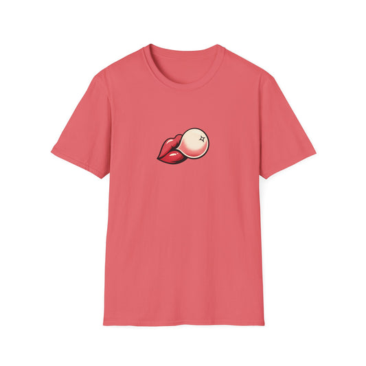 Bubble Lips bold graphic tee styled with denim