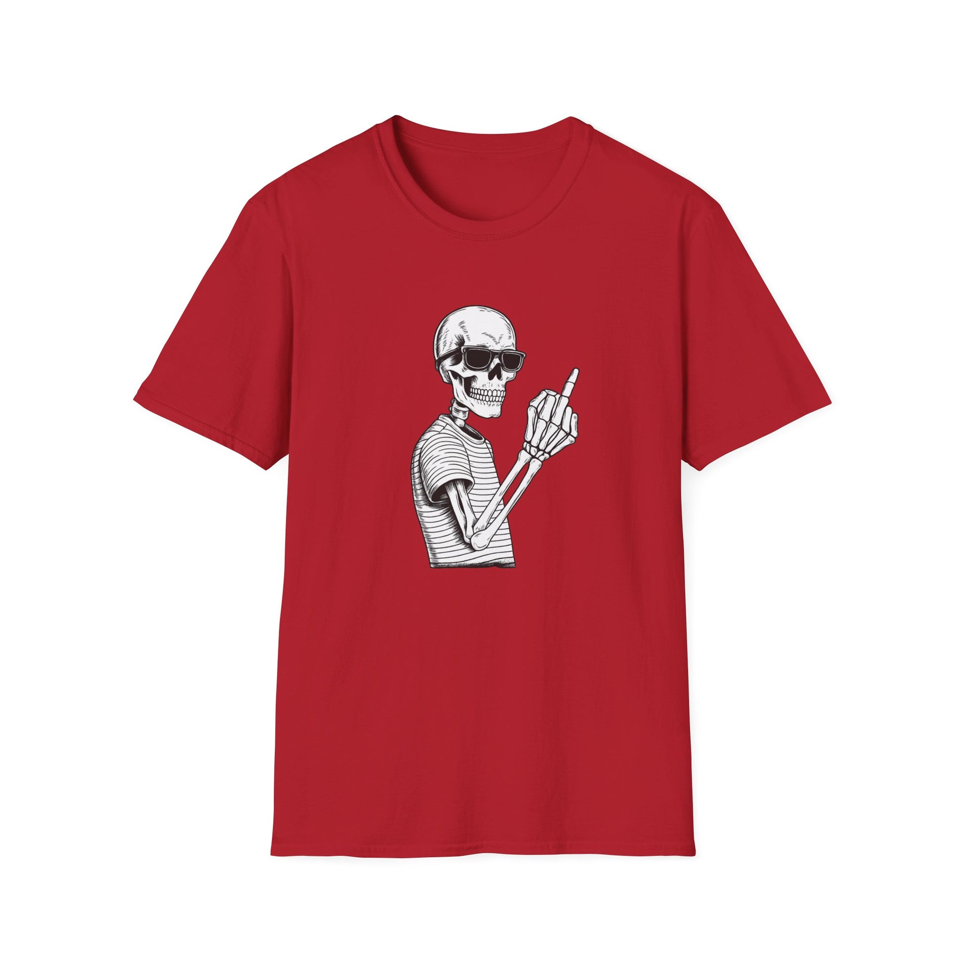 Bones skeleton graphic t-shirt in cherry red with striking skull design and bold attitude