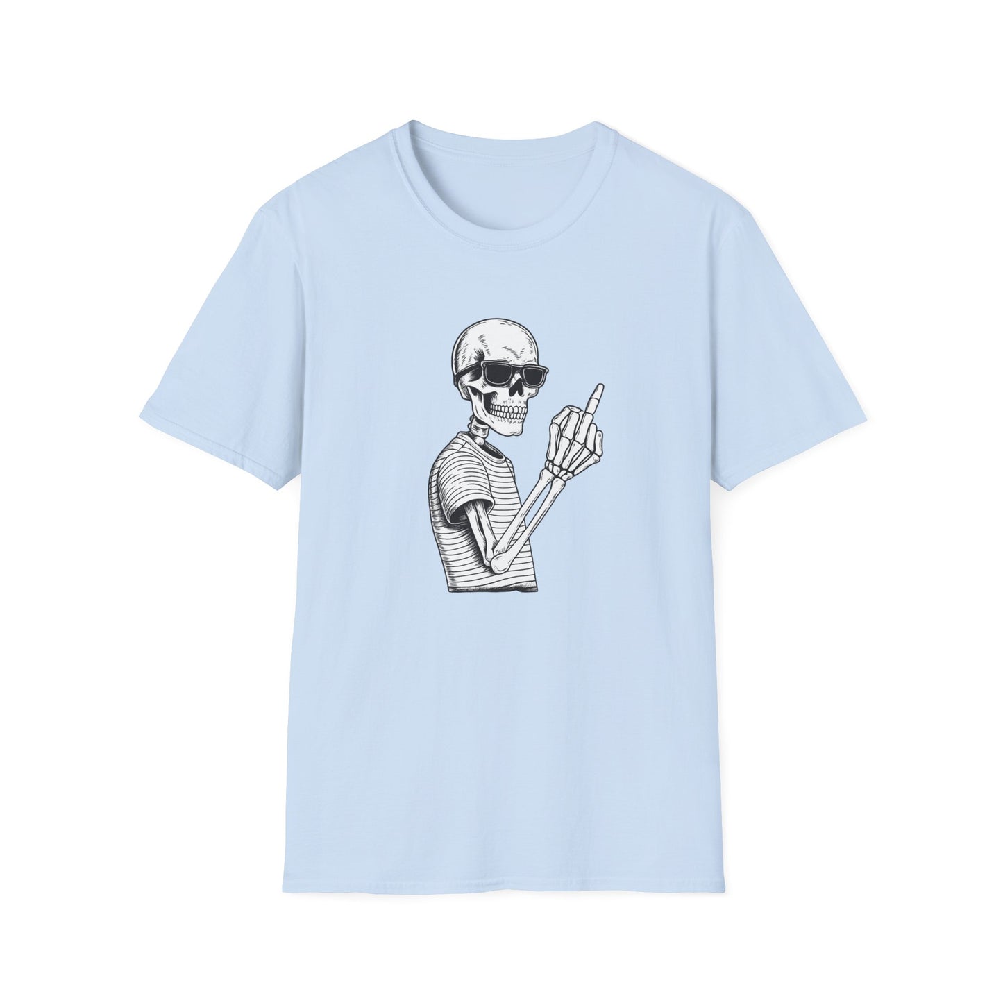 Bones skeleton graphic t-shirt in light blue with bold skull illustration and relaxed streetwear feel