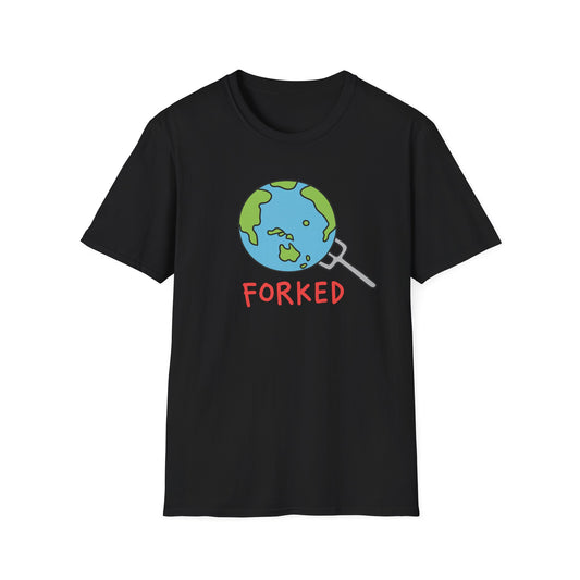 Playful, bold and a little rebellious. The Forked Earth tee drops a fun planet graphic with big personality. Worldwide shipping.
