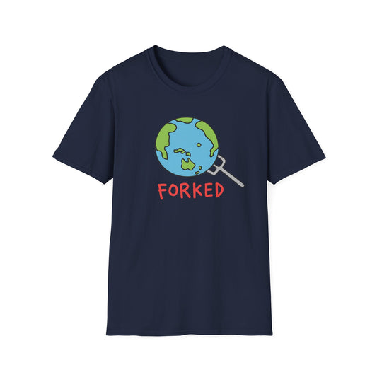 Playful, bold and a little rebellious. The Forked Earth tee drops a fun planet graphic with big personality. Worldwide shipping.