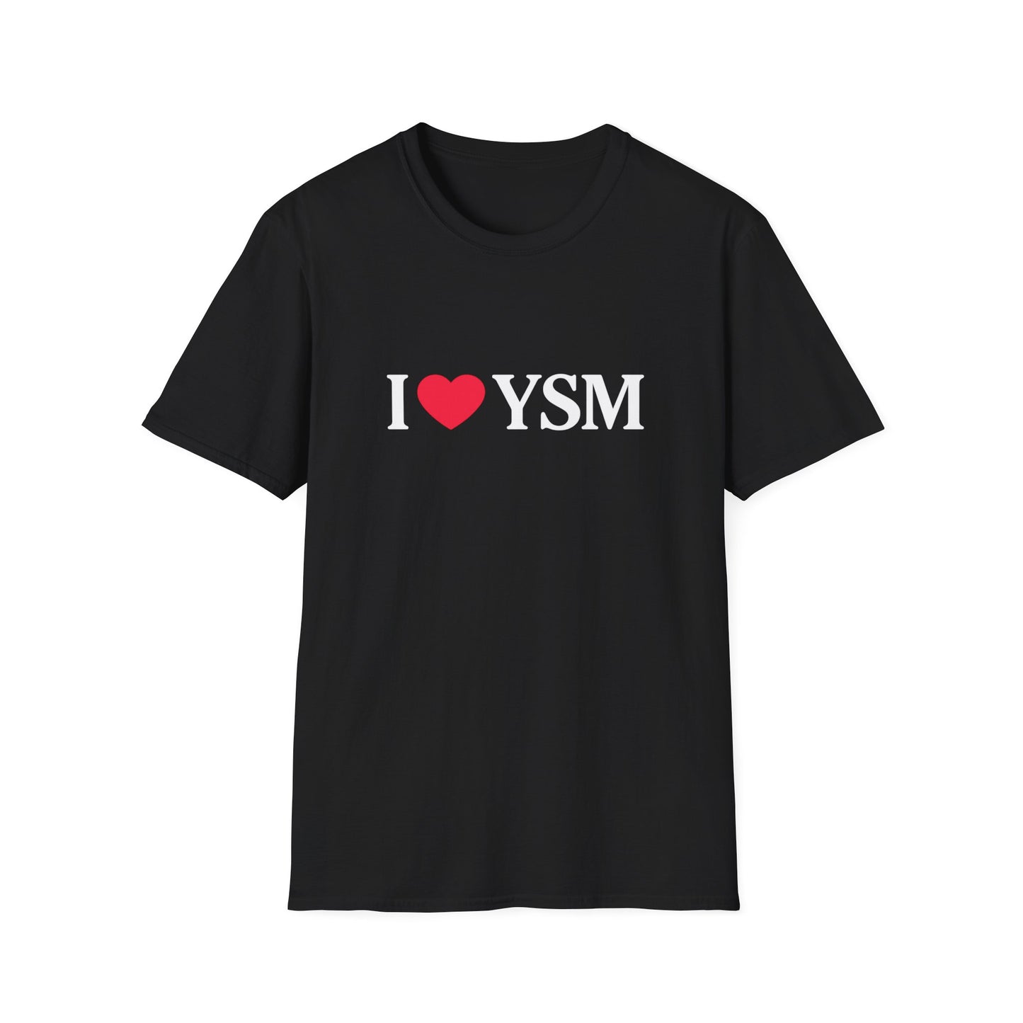 Black t-shirt with 'I ❤️ YSM' text